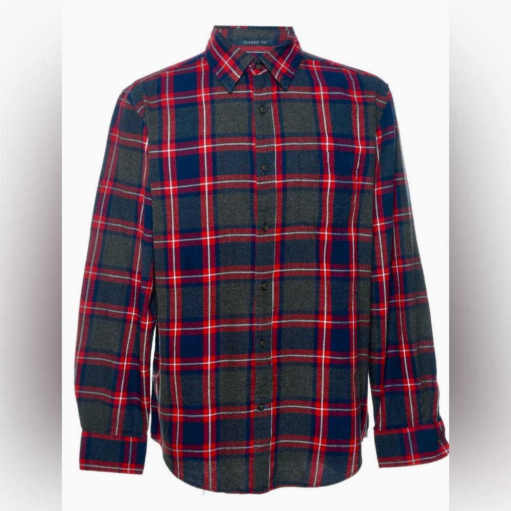 St. John's Bay Red and Blue Plaid Casual Shirt